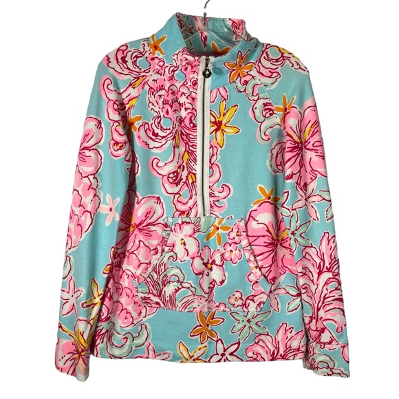 Lilly Pulitzer Breakwater Blue Lolita Skipper Popover Quarter Zip Sweatshirt XS - Picture 1 of 6